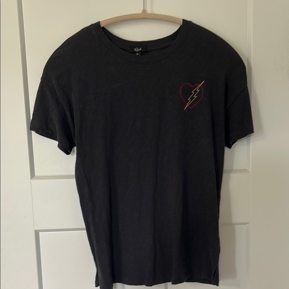 Rails Tops - Rails Charcoal Tee with Red Heart and Lightning Bolt